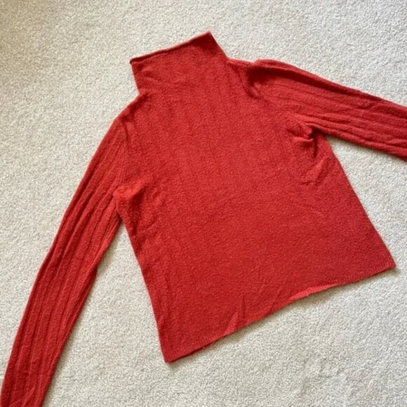 Madewell Wool Sweater, Burnt Orange, Size XS, Ribbed Mock Neck Turtleneck - Picture 1 of 2